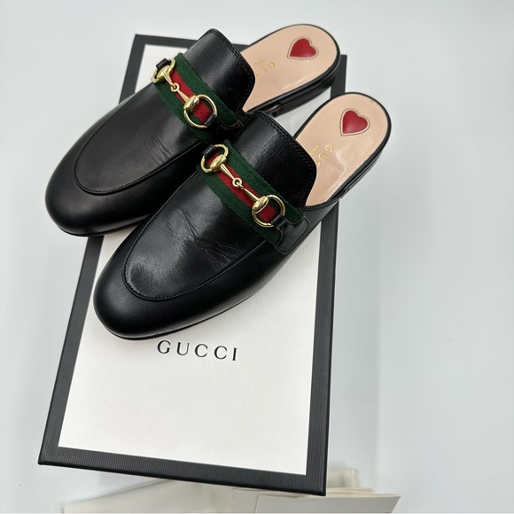Gucci Shoes - Gucci Women's Princetown leather slipper Mules Slip On  Size 35.5  US size 5.5